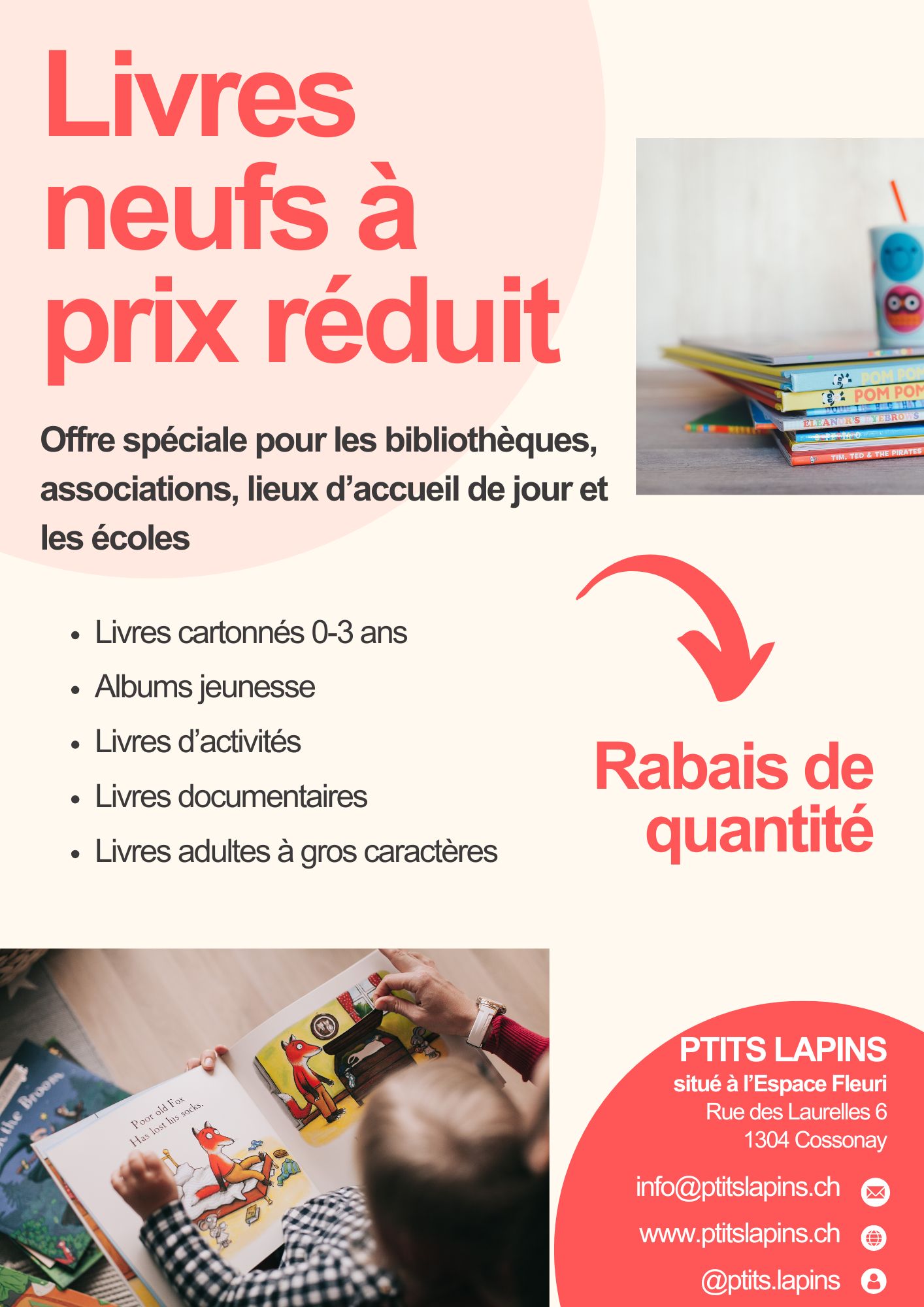 Red Modern School Promotion Portrait Flyer assorted book on shelf